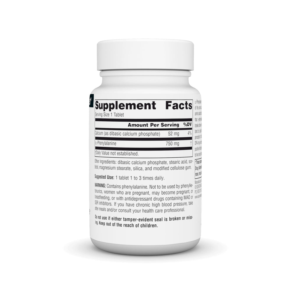 Source Naturals DLPA: frasco con tabletas de 750 mg para uso diario.