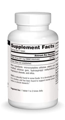 Source Naturals DMAE tablets close-up showing compact hypoallergenic supplement for focus