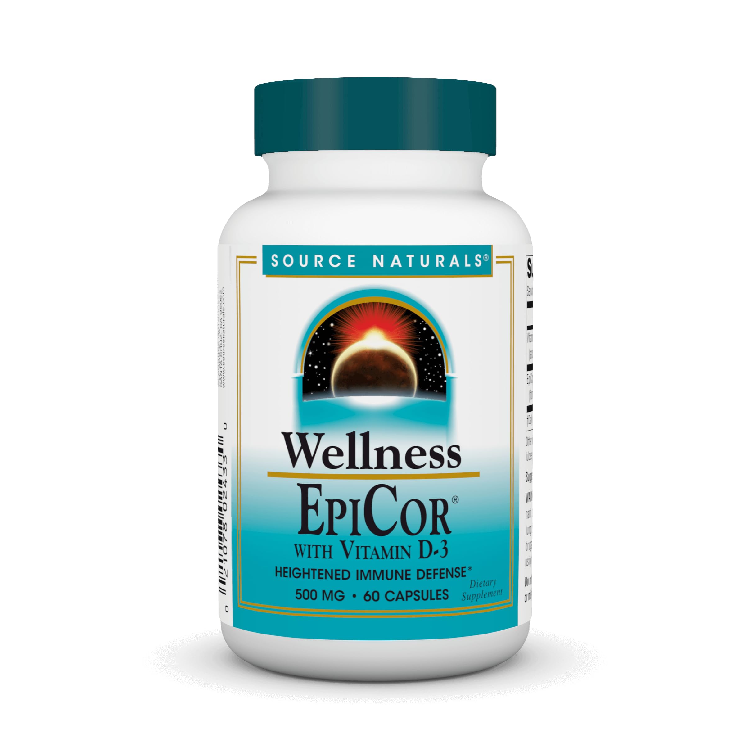 Source Naturals EpiCor Vitamin D-3 bottle front highlighting immune support