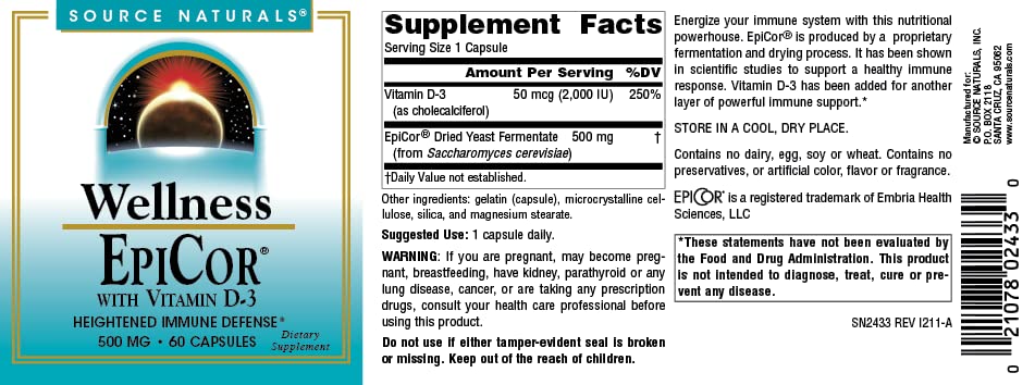 Source Naturals EpiCor packaging box communicates quality and ingredients