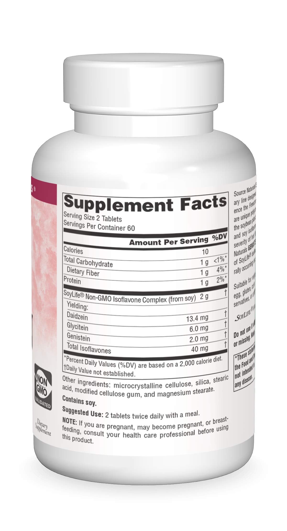 Close-up of Genistein 1000 mg tablets from the Eternal Woman bottle.
