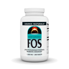 Source Naturals FOS 1000 mg bottle front promotes daily gut balance