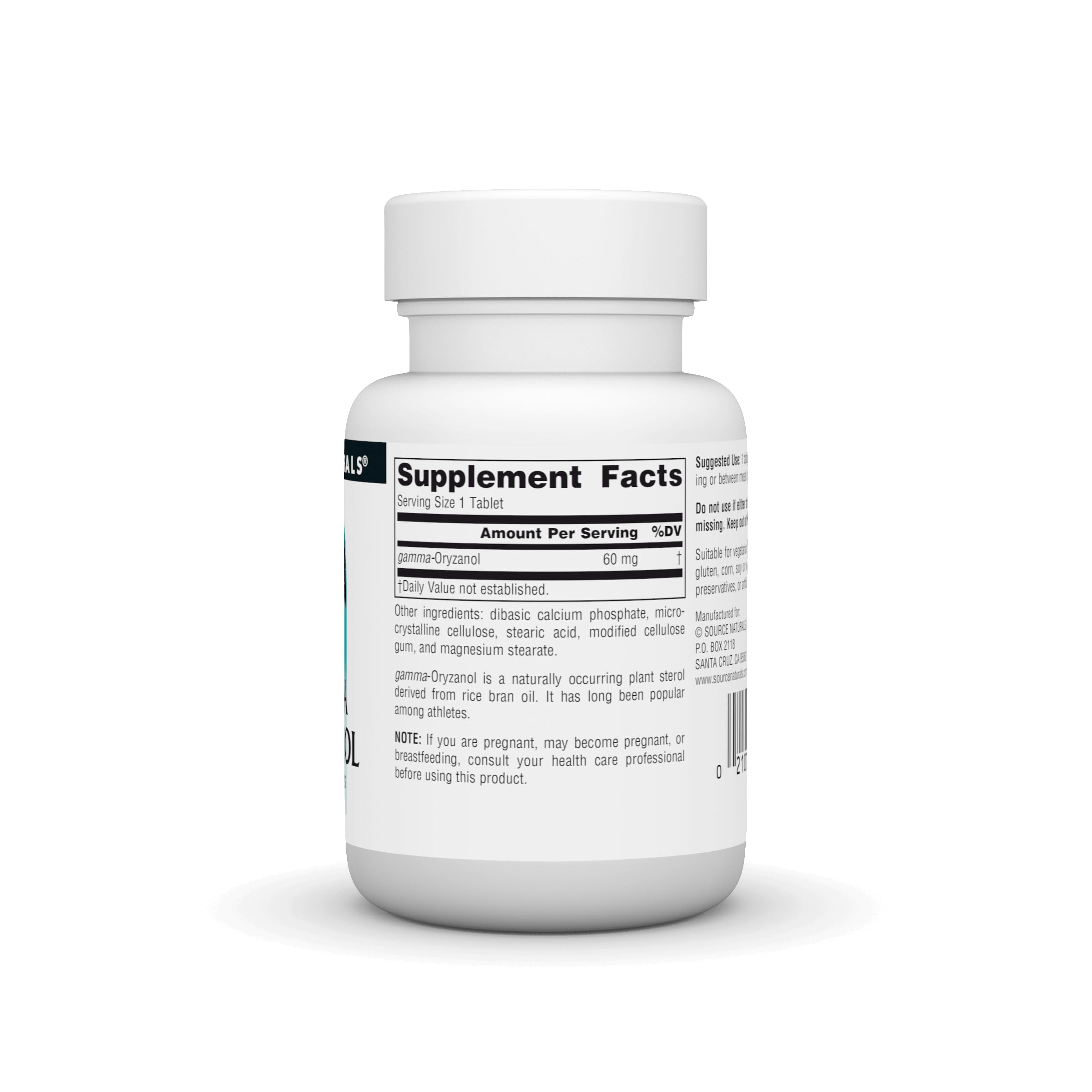Source Naturals Gamma Oryzanol tablets arranged for routine training days.