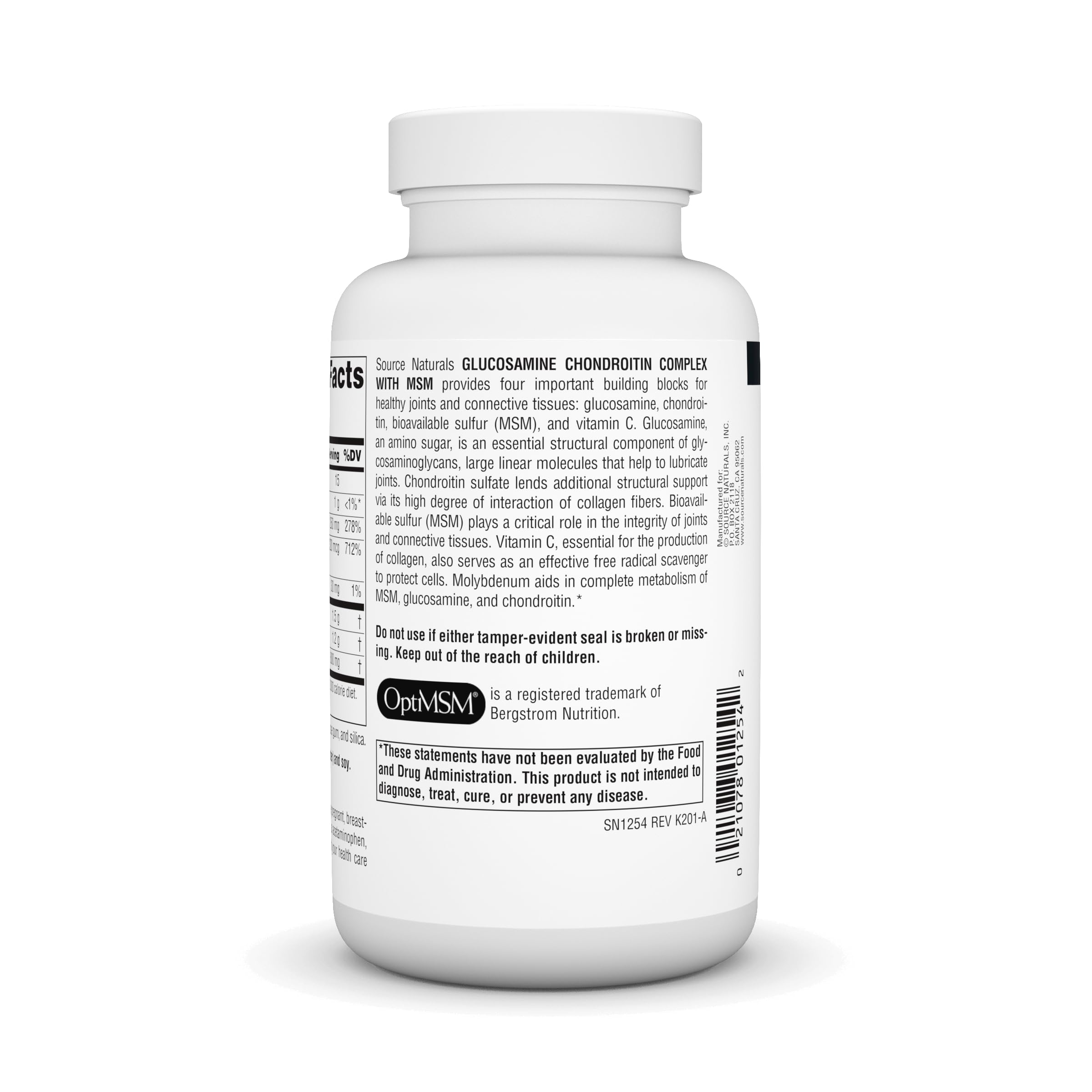 Source Naturals bottle front displayed for easy daily joint support.