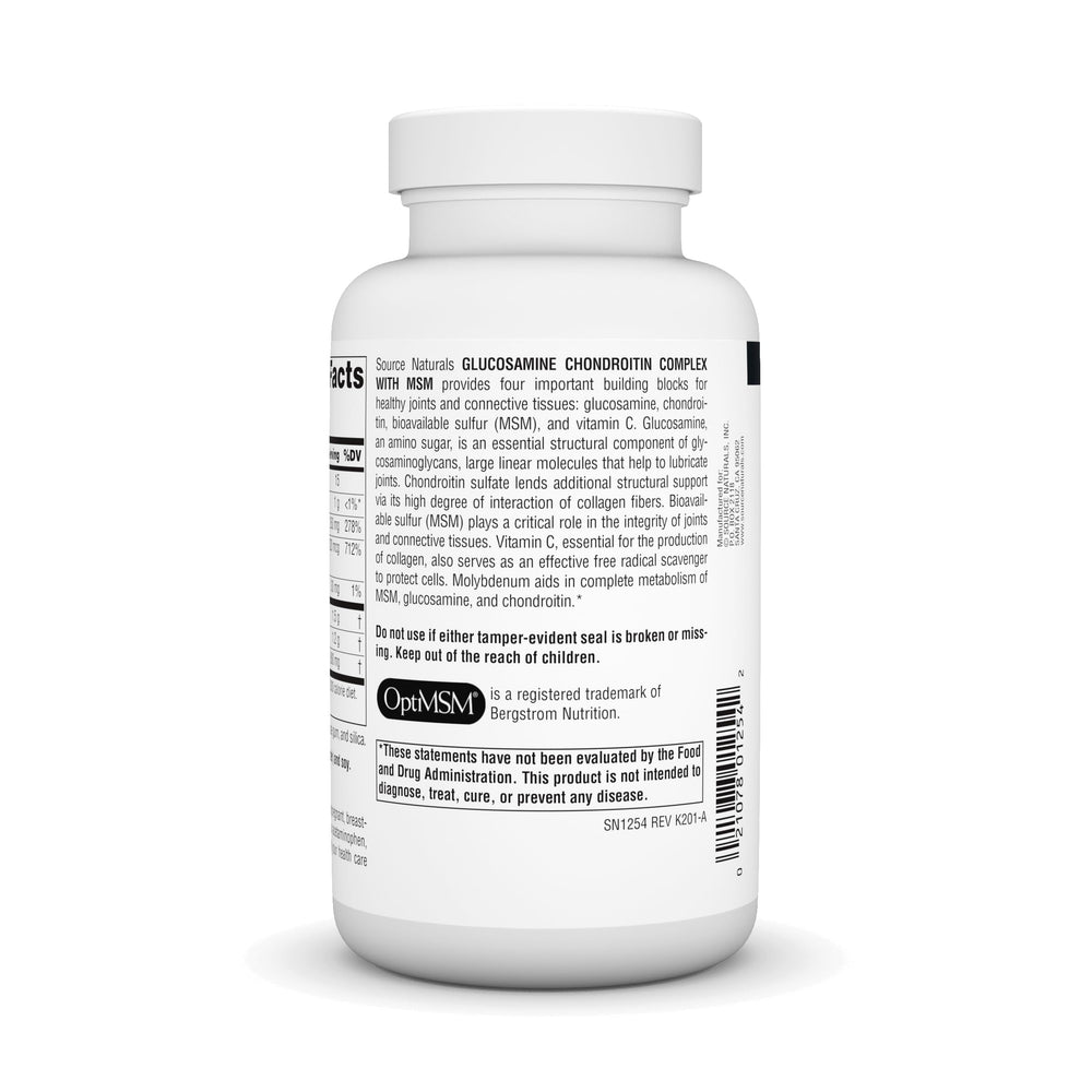 Source Naturals bottle front displayed for easy daily joint support.