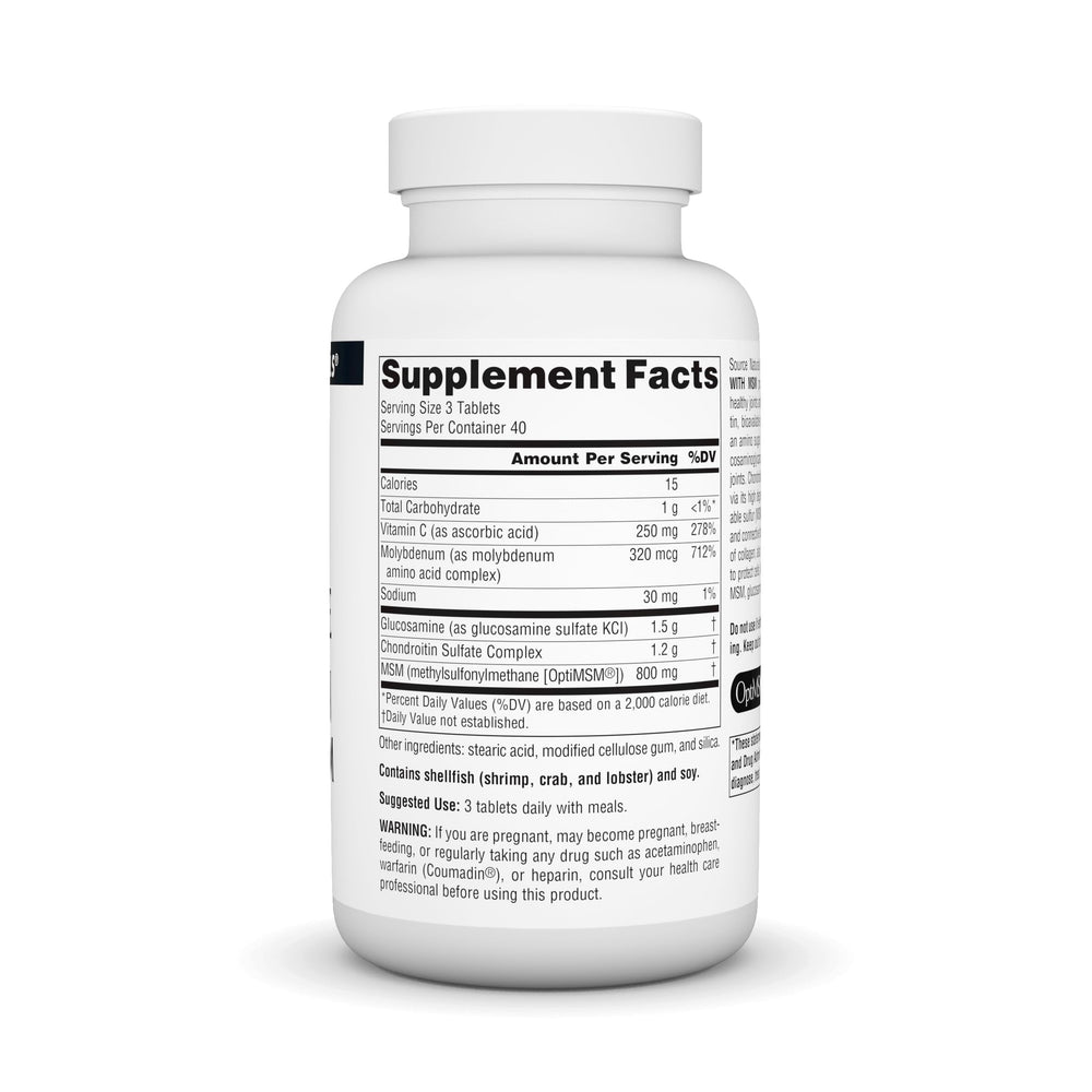 Source Naturals label close-up showing four key ingredients for joint care.