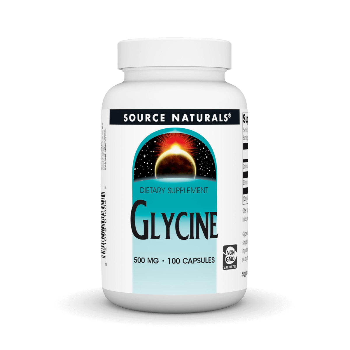 Source Naturals Glycine 500 mg bottle for daily protein support.