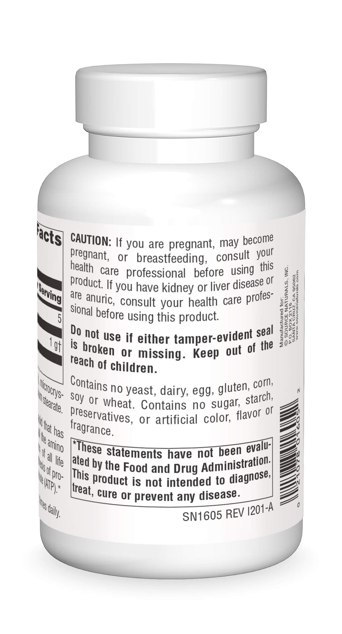 Source Naturals Glycine capsules close-up, easy-to-swallow daily supplement.