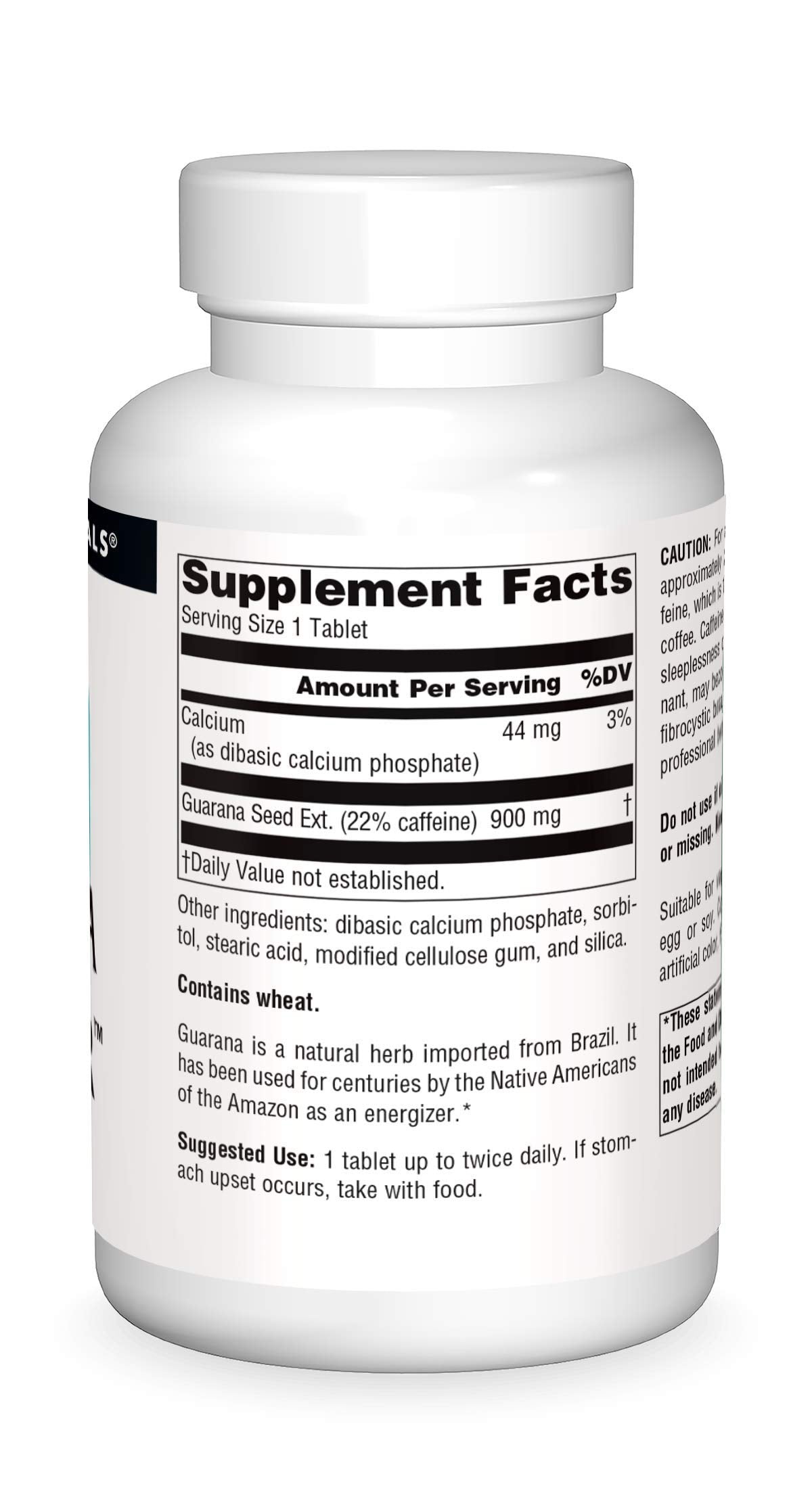 Source Naturals Guarana Energizer bottle label with ingredient highlights