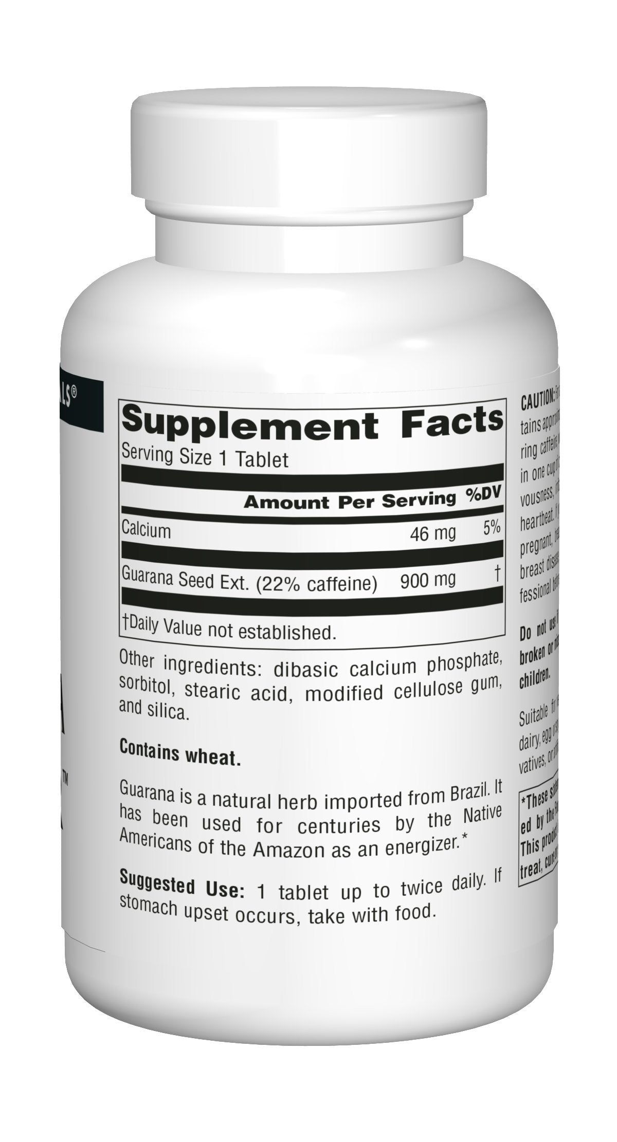 Source Naturals Guarana Energizer USA manufacturing seal and cGMP notes
