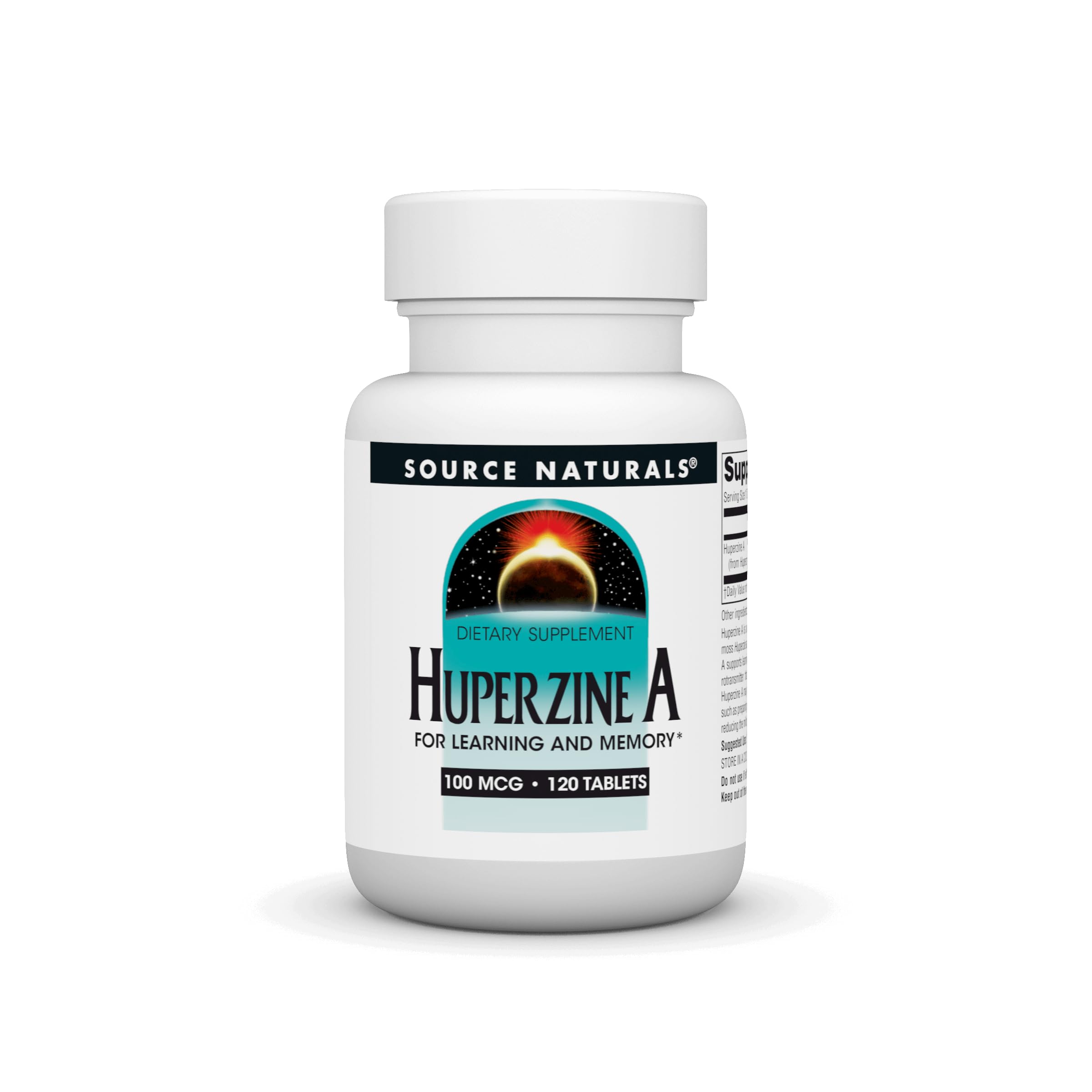 Source Naturals Huperzina A, tabletas frente: enfoque diario para memoria.