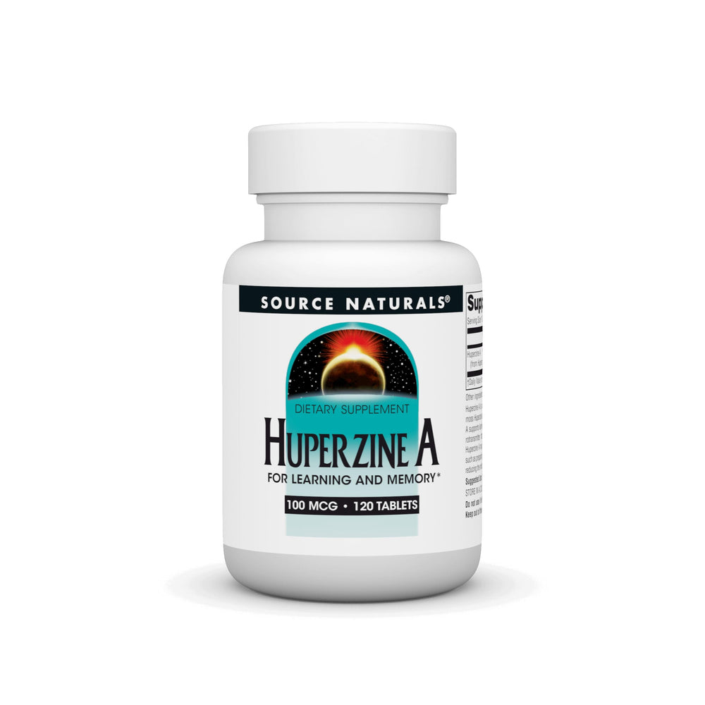 Source Naturals Huperzina A, tabletas frente: enfoque diario para memoria.