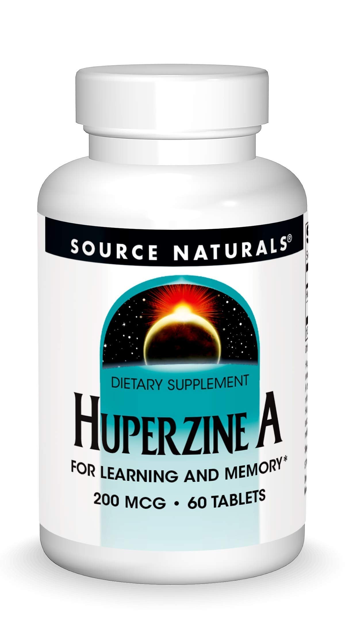 Source Naturals Huperzine A tablets bottle for learning and focus.