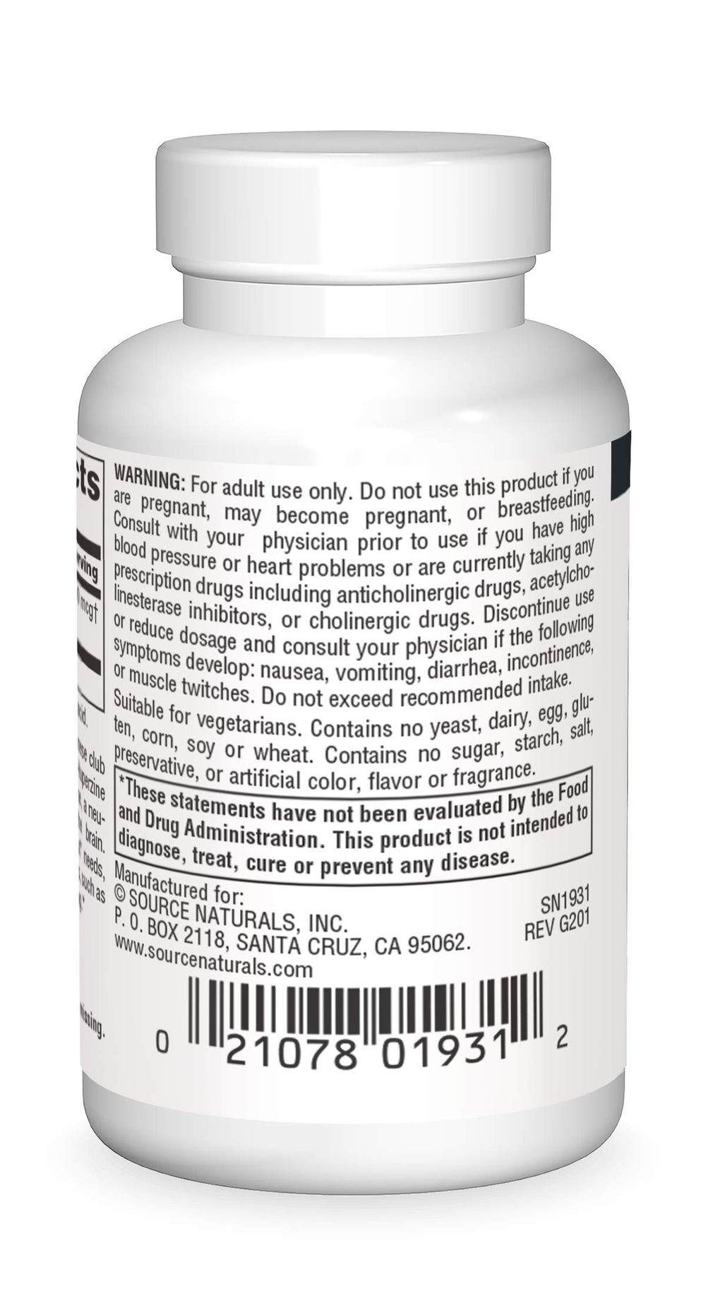 Close-up of Huperzine A tablets highlighting daily dose format.