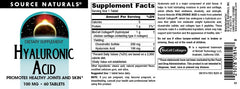 Source Naturals Hyaluronic Acid bottle with cap, easy daily dosing.