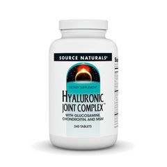 Source Naturals Hyaluronic Joint Complex bottle front promotes joint lubrication.