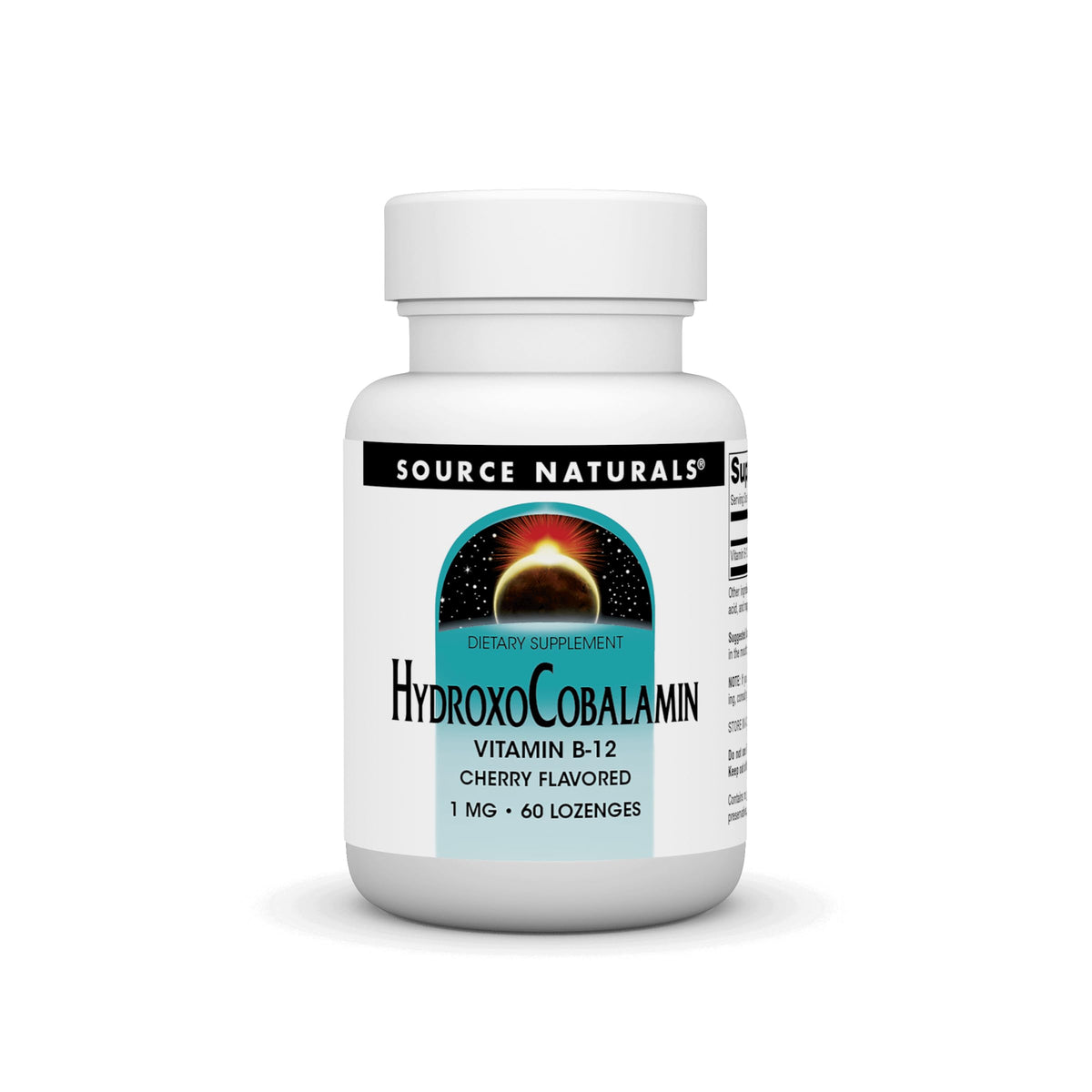 Source Naturals HydroxoCobalamin cherry lozenge bottle for daily use.