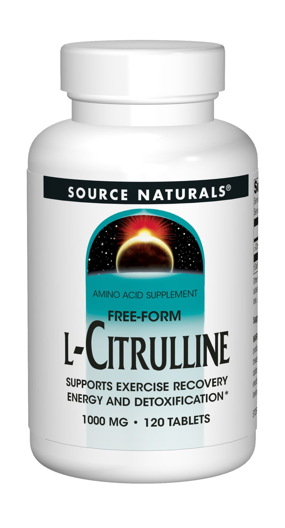 Source Naturals L-Citrulline bottle shown during workout for daily stamina.