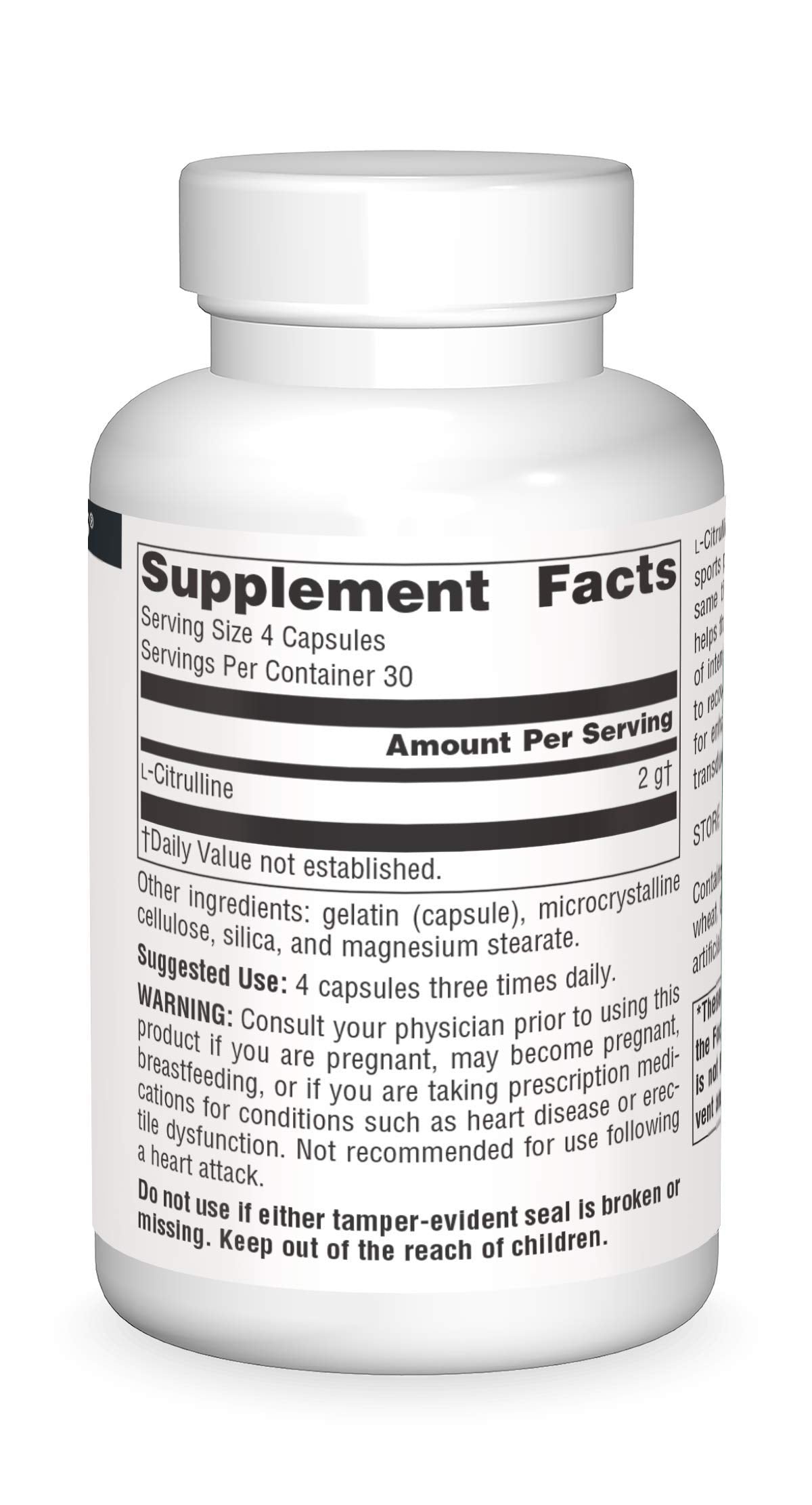 Source Naturals L-Citrulline capsules close-up ideal for daily energy and recovery routines.