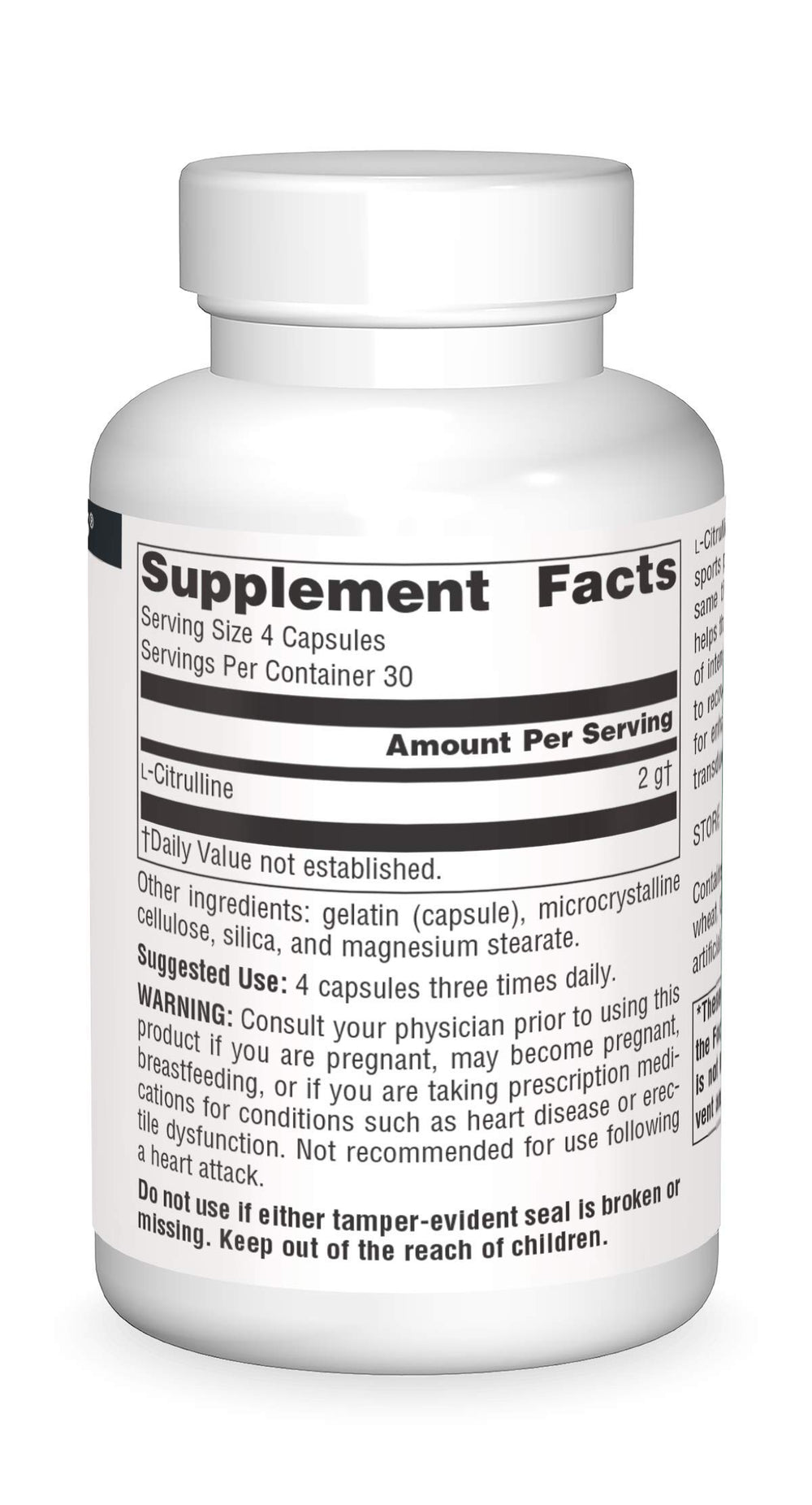 Source Naturals L-Citrulline capsules close-up ideal for daily energy and recovery routines.