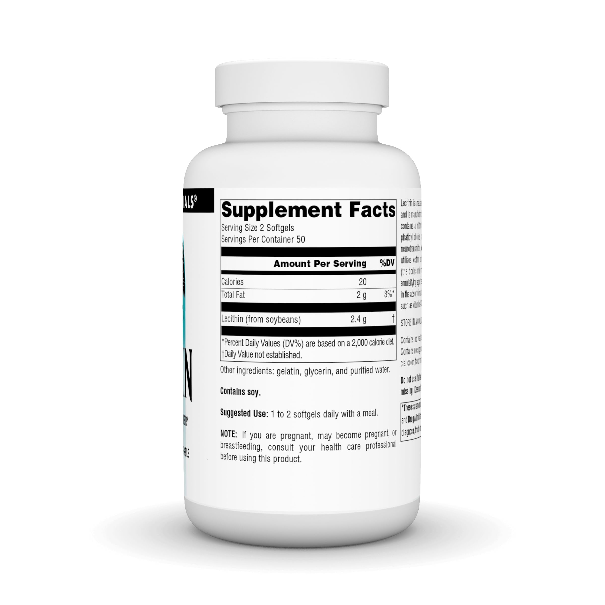 Source Naturals Lecithin softgels closeup, ideal for daily emulsification support.