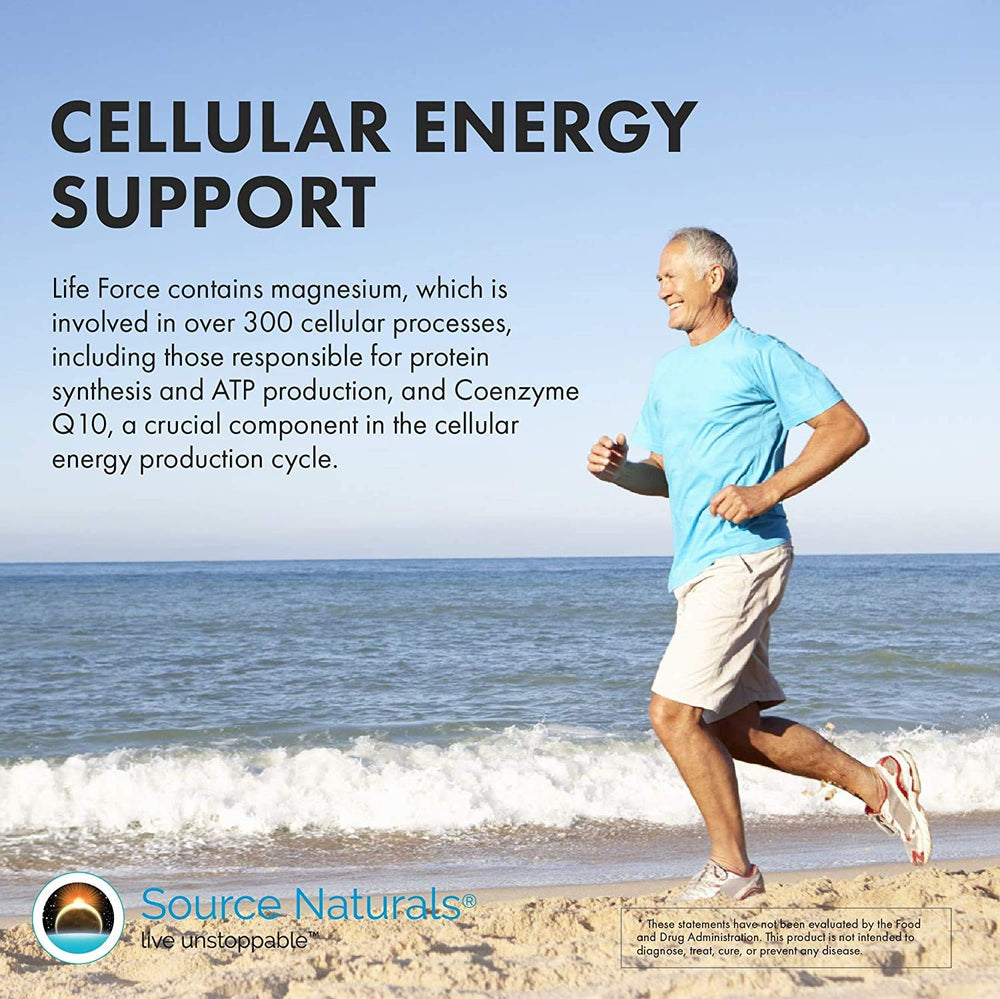 Source Naturals Life Force bottle open with capsules ready for daily use