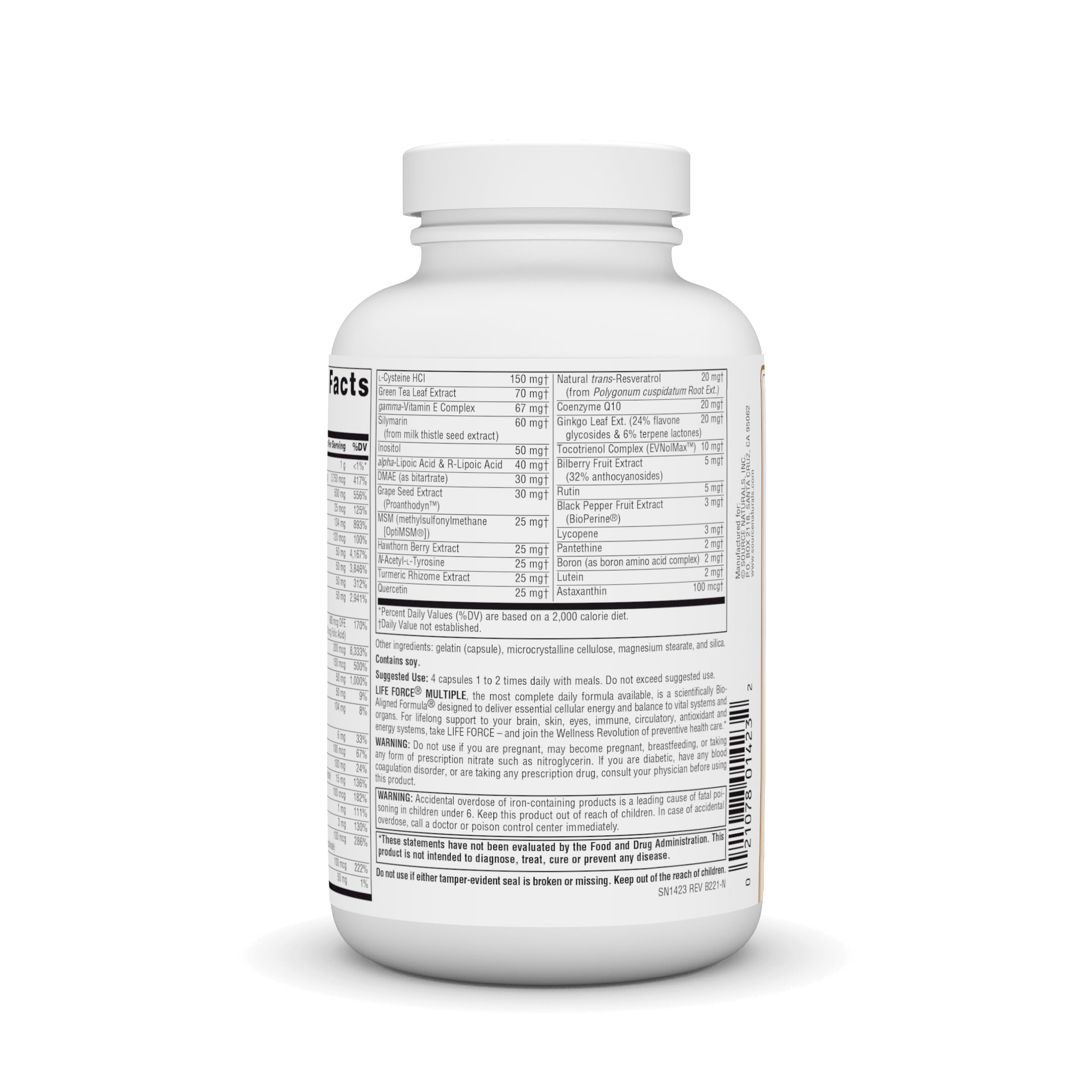 Source Naturals Life Force capsules closeup of a comprehensive multivitamin formula