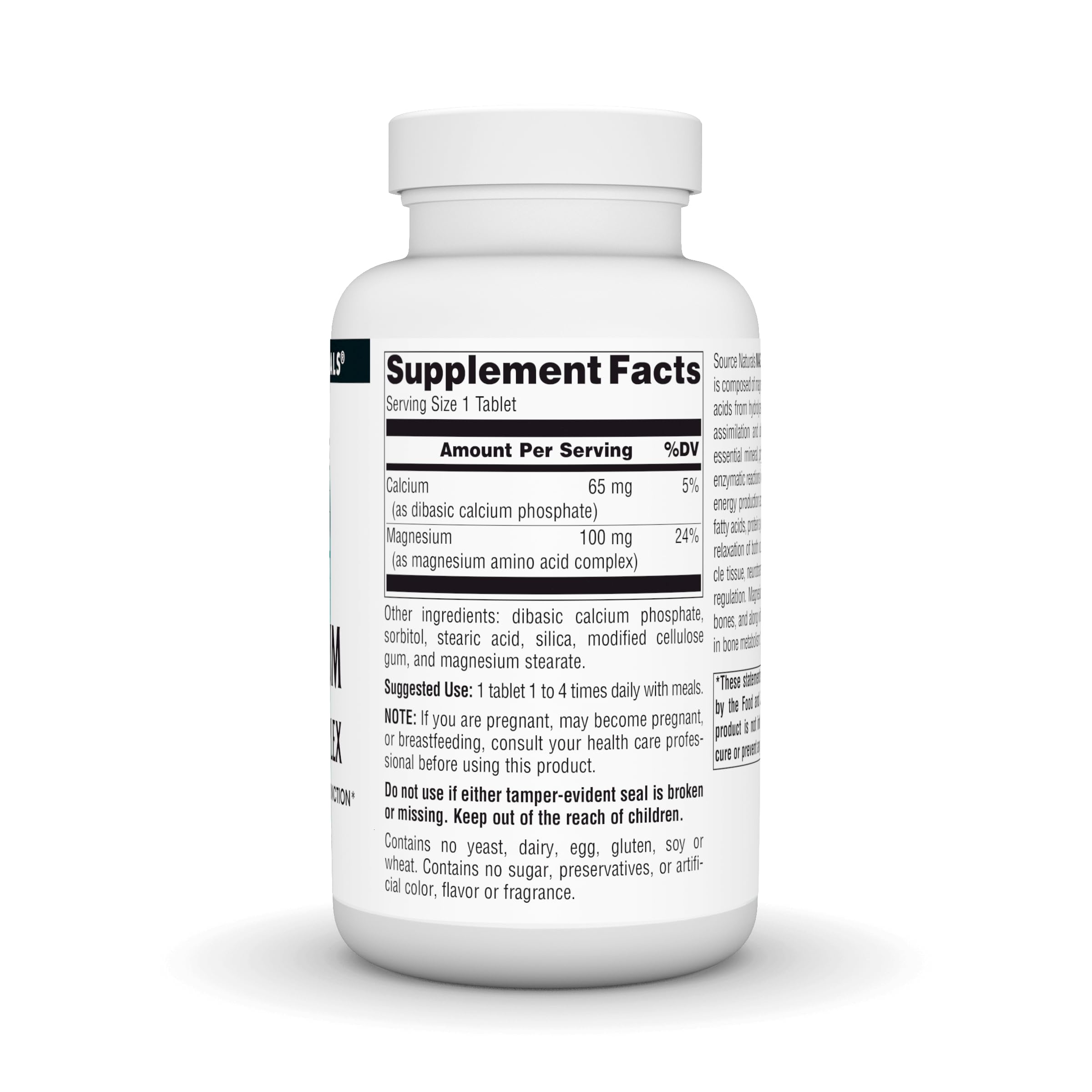 Source Naturals Magnesium Chelate tablets arranged for convenient daily use