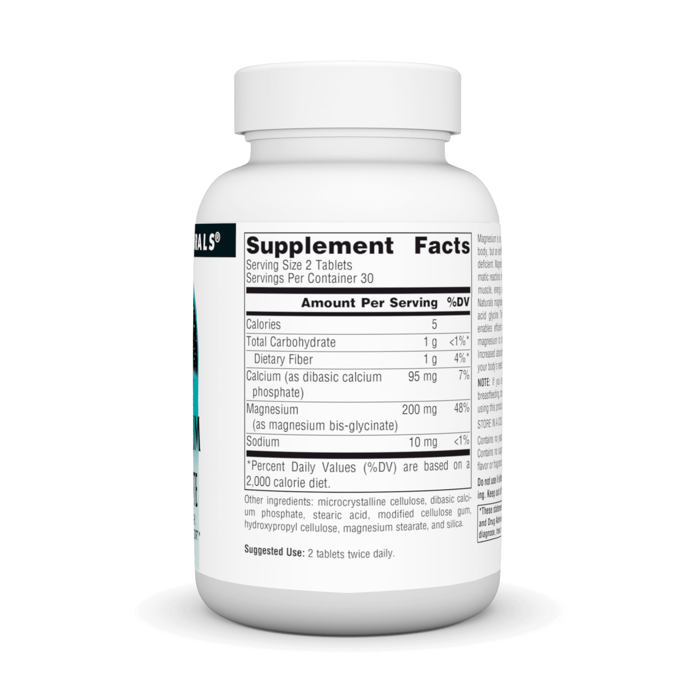 Source Naturals magnesium glycinate bottle resting on a clean counter for easy daily routine