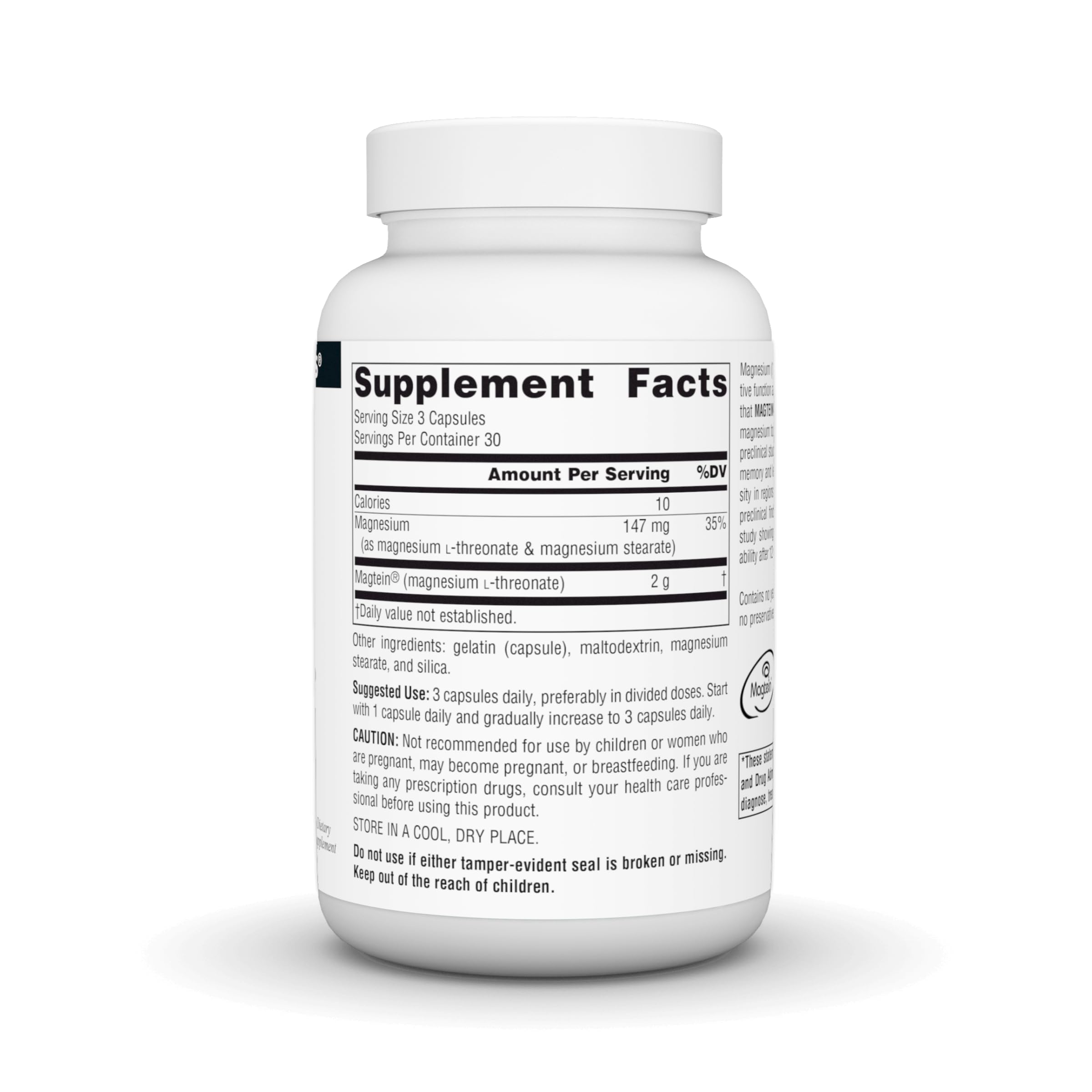 Source Naturals Magtein capsules close-up, highlighting cognitive support potential.