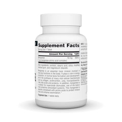 Source Naturals manganeso quelato, etiqueta del frasco destacando beneficios celulares y de uso.