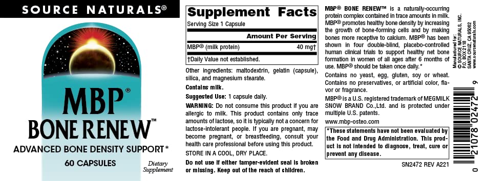 Source Naturals MBP Bone Renew bottle emphasizes USA-made manufacturing standards.
