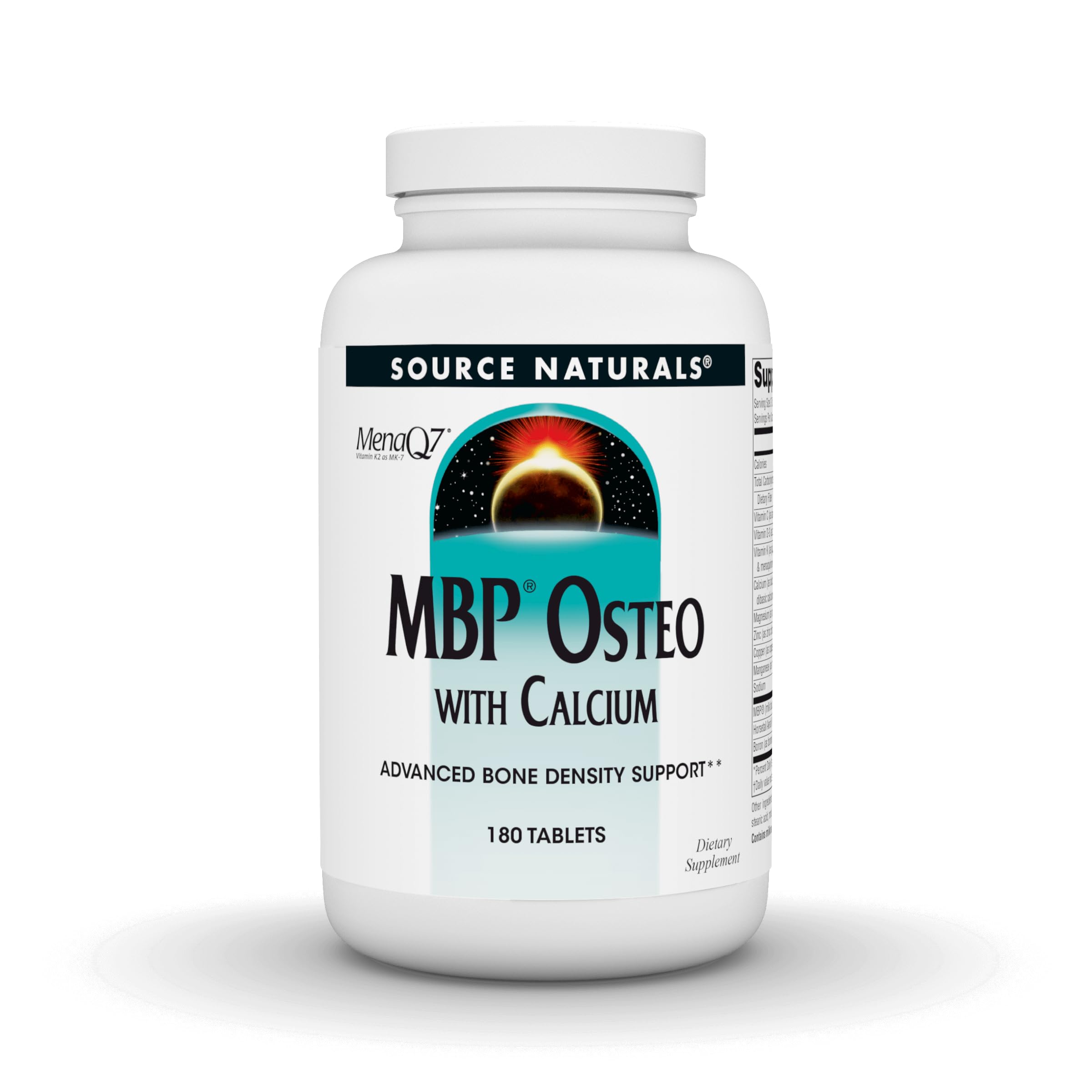 Source Naturals MBP Osteo bottle front view potentially supports bone health.