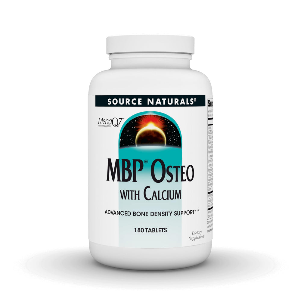 Source Naturals MBP Osteo bottle front view potentially supports bone health.