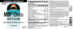 Source Naturals MBP Osteo Milk Basic Protein ingredient highlighted for potential bone support.