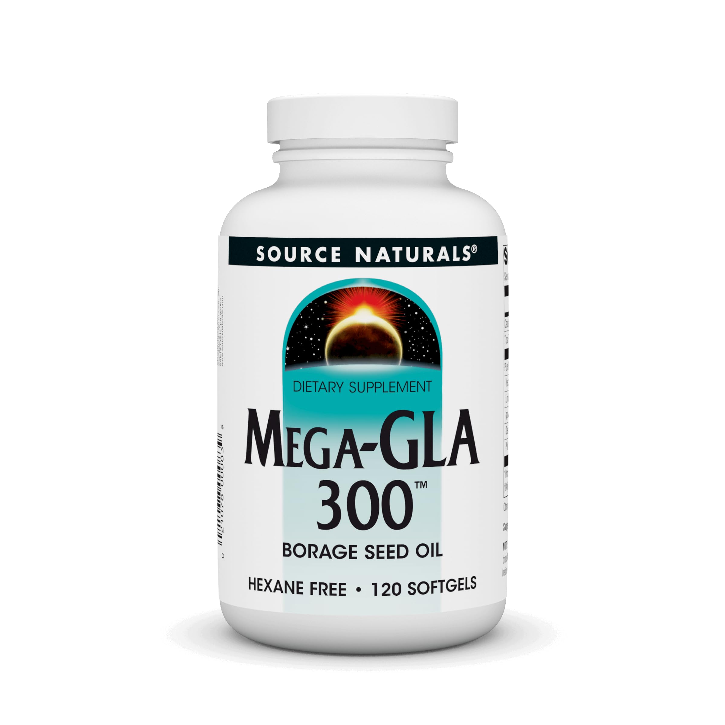 Source Naturals Mega-GLA 300 bottle highlights hexane-free borage oil for daily support