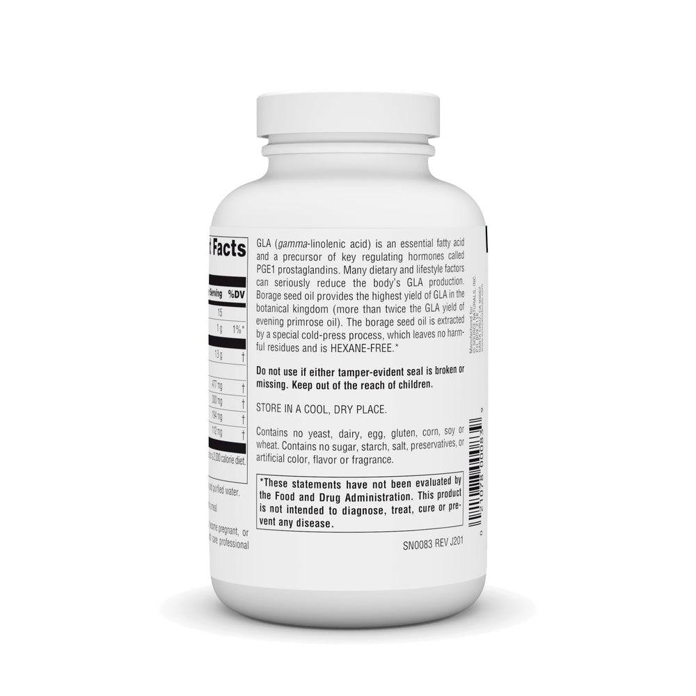 Source Naturals Mega-GLA 300 label shows hexane-free promise and US manufacturing
