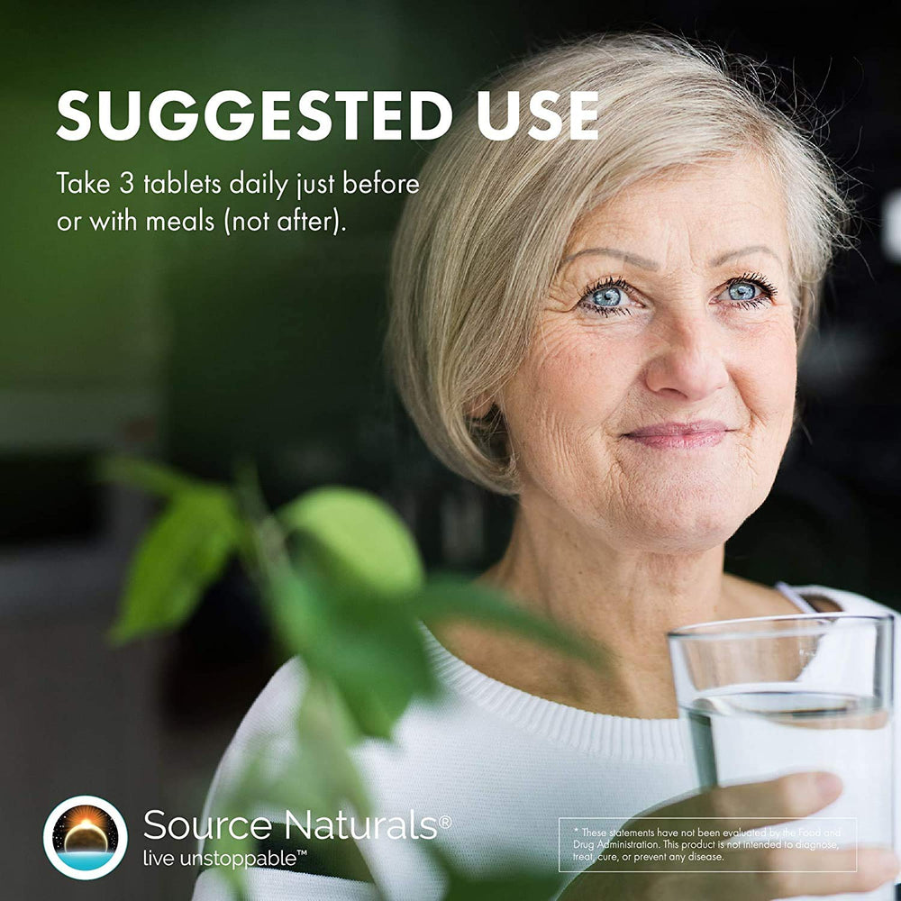Close-up of Source Naturals tablets conveying quality and daily use