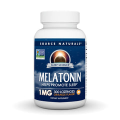 Source Naturals Melatonin 1 mg orange lozenge bottle may support restful sleep.