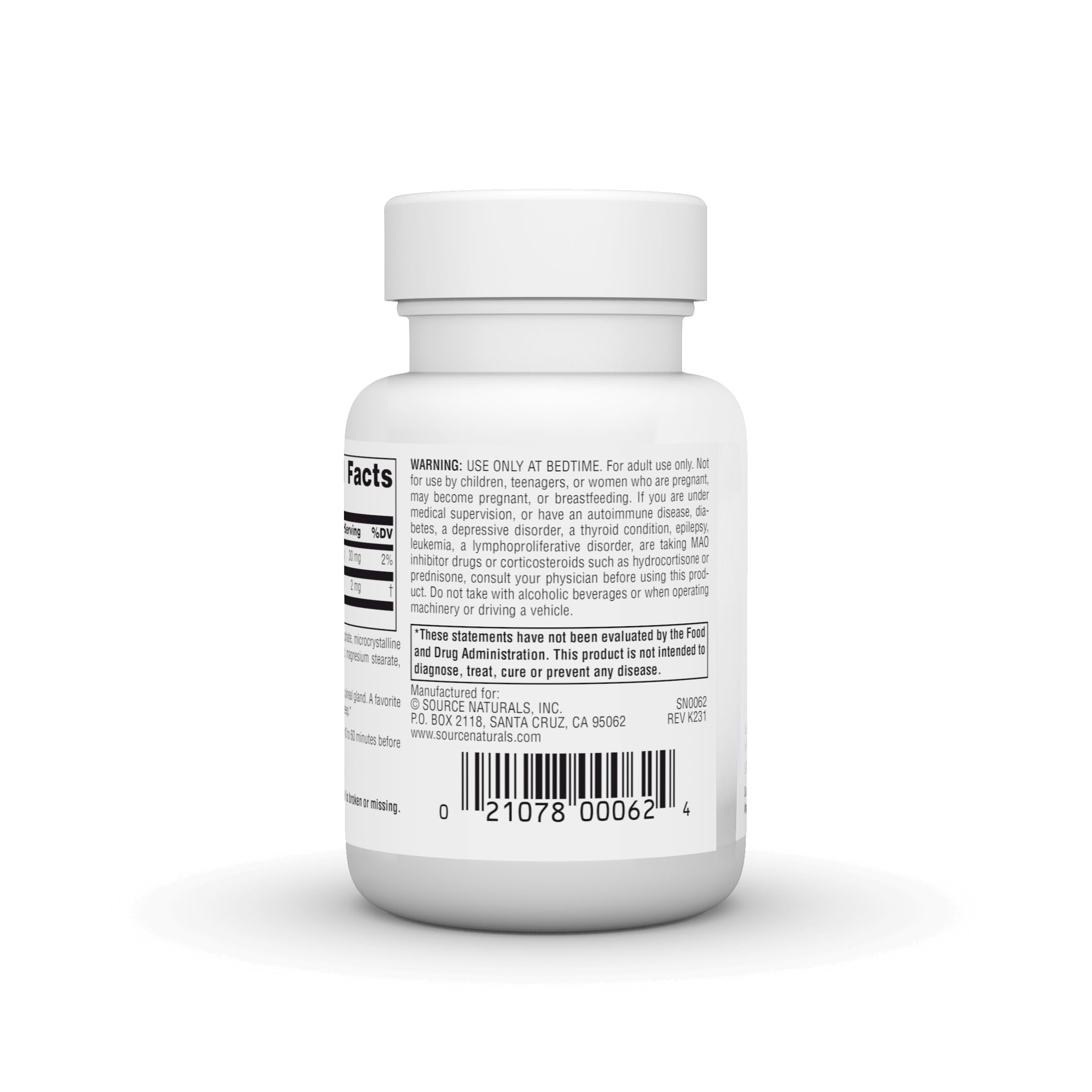 Source Naturals Melatonin 2 mg label detail helps confirm dosage and ingredients.