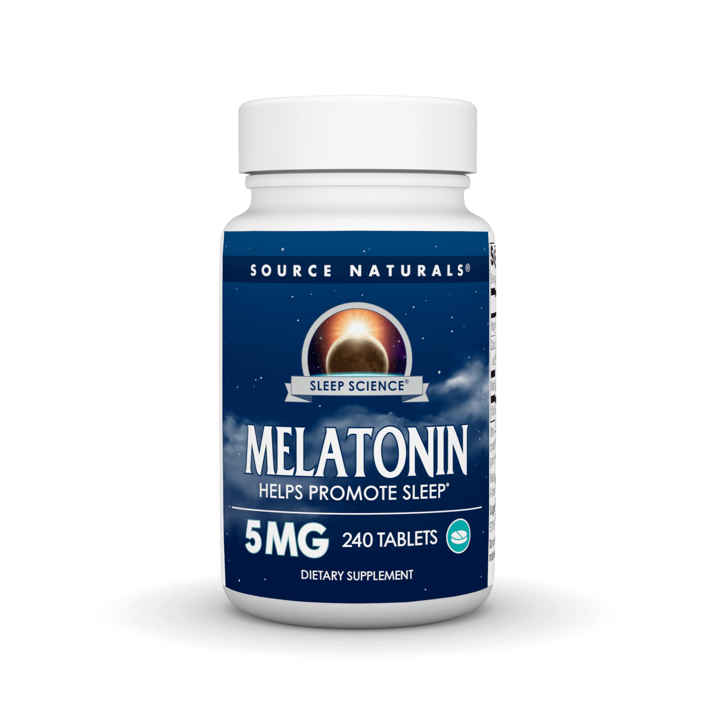 Source Naturals melatonin 5 mg bottle front view for restful evenings