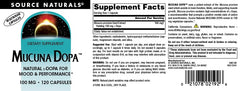 Source Naturals Mucuna Dopa dosage chart illustrating flexible daily intake