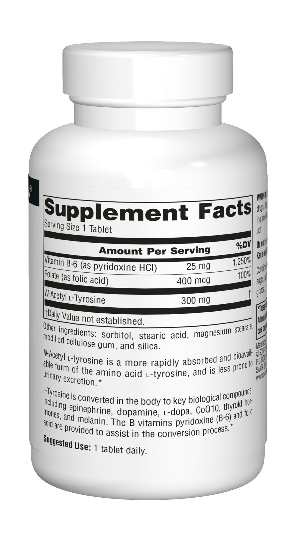 Source Naturals bottle front displays 120 tablets for daily use