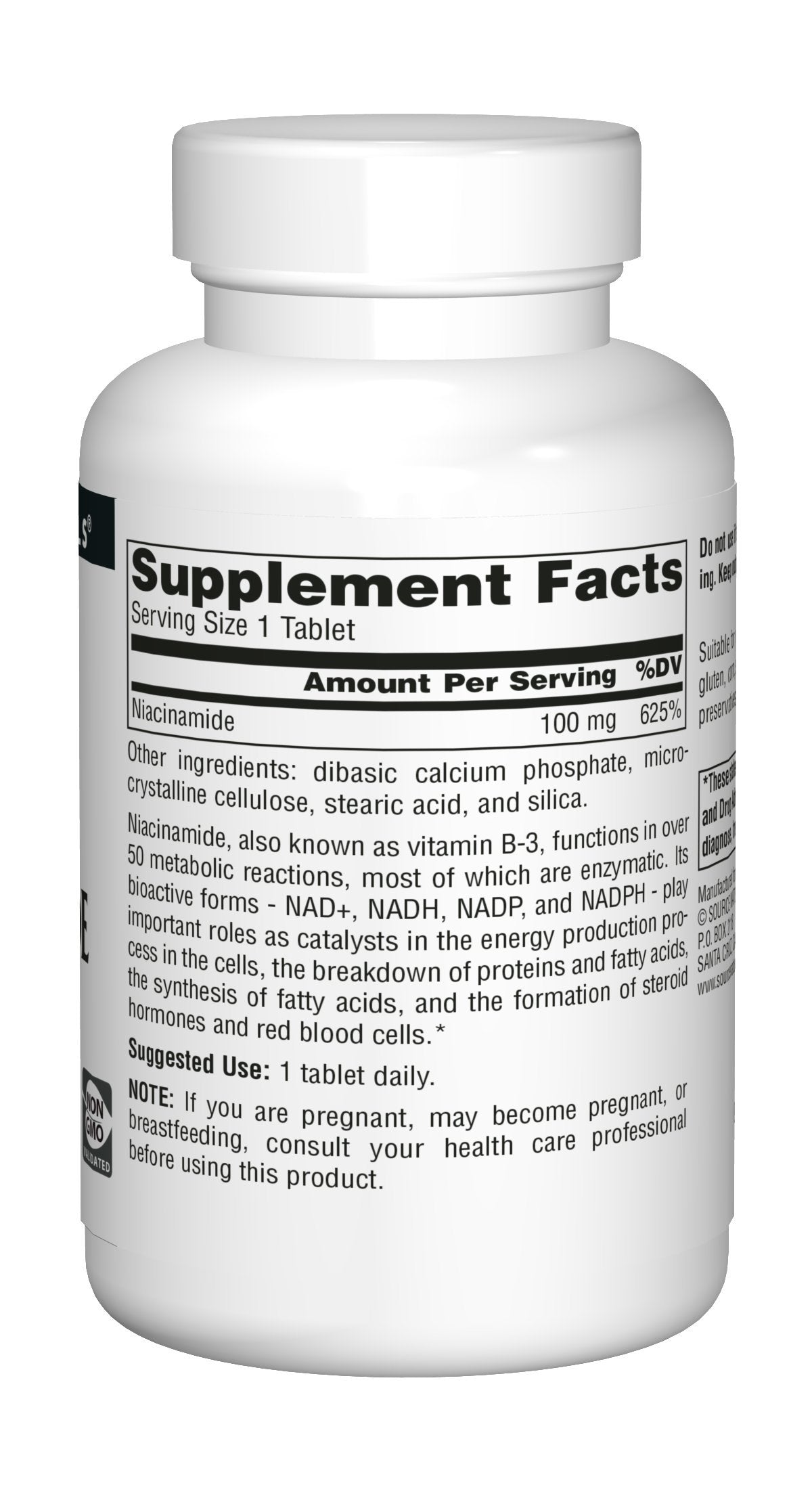 Source Naturals Niacinamide B-3 supplement facts panel presented
