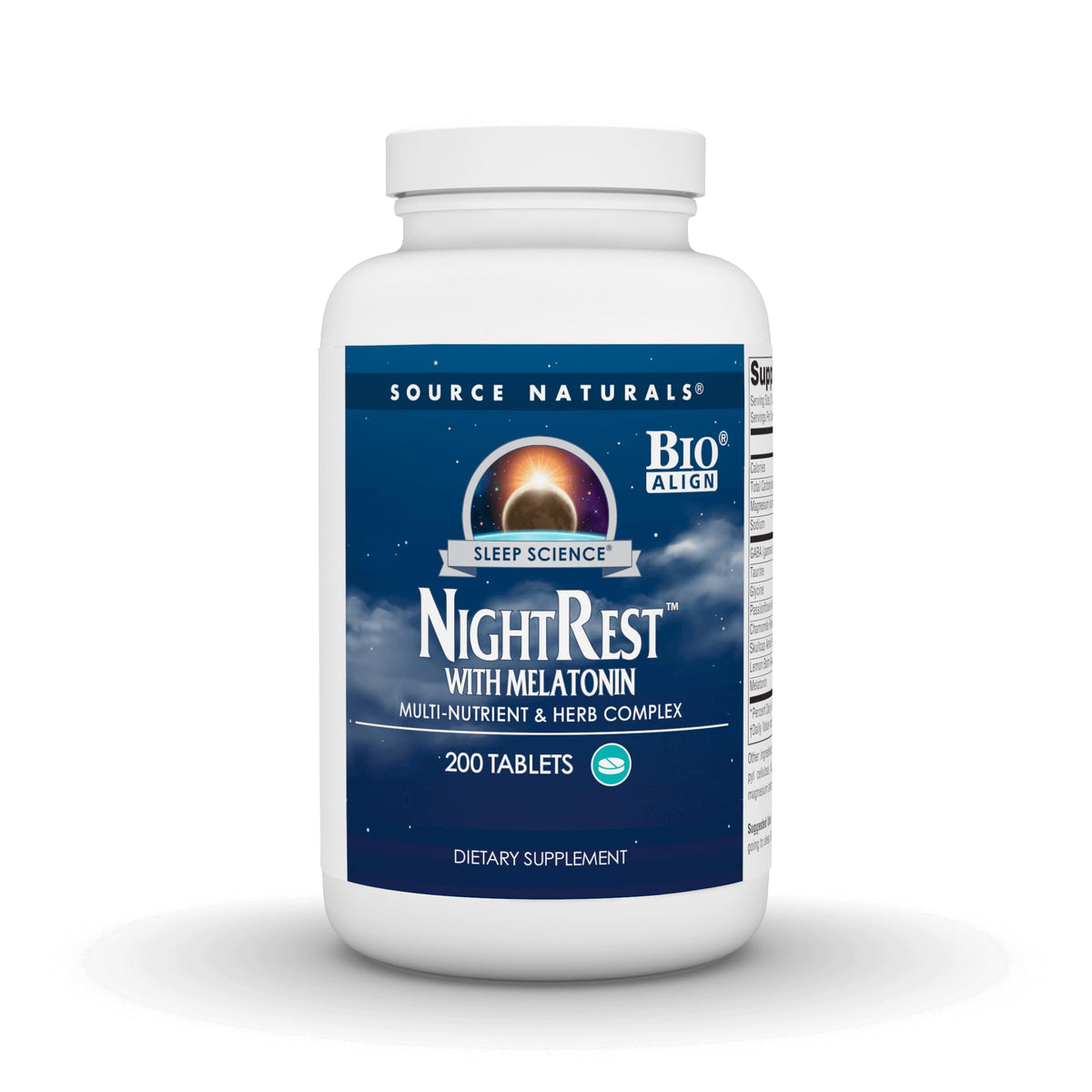 Source Naturals Night Rest bottle and tablets for restful evenings.
