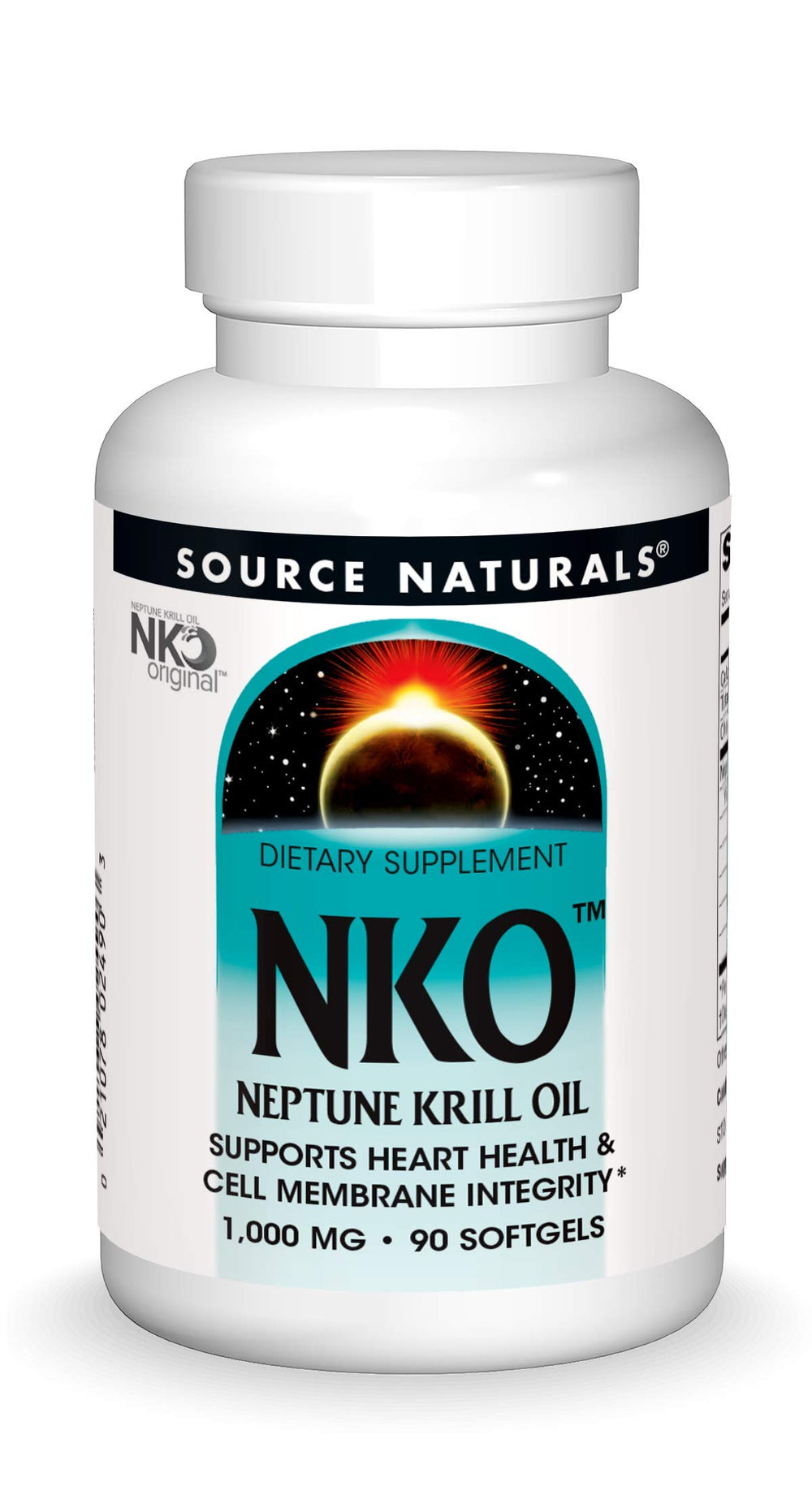 Source Naturals NKO Neptune Krill Oil bottle with omega-3 rich softgels.