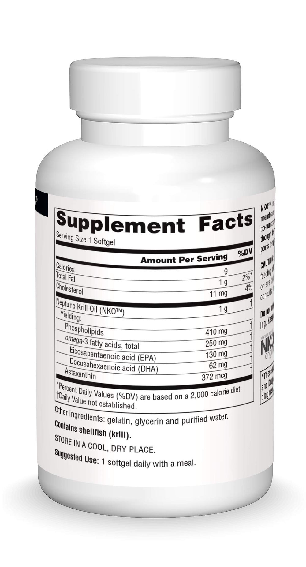 Close-up of Source Naturals NKO Neptune Krill Oil softgels.