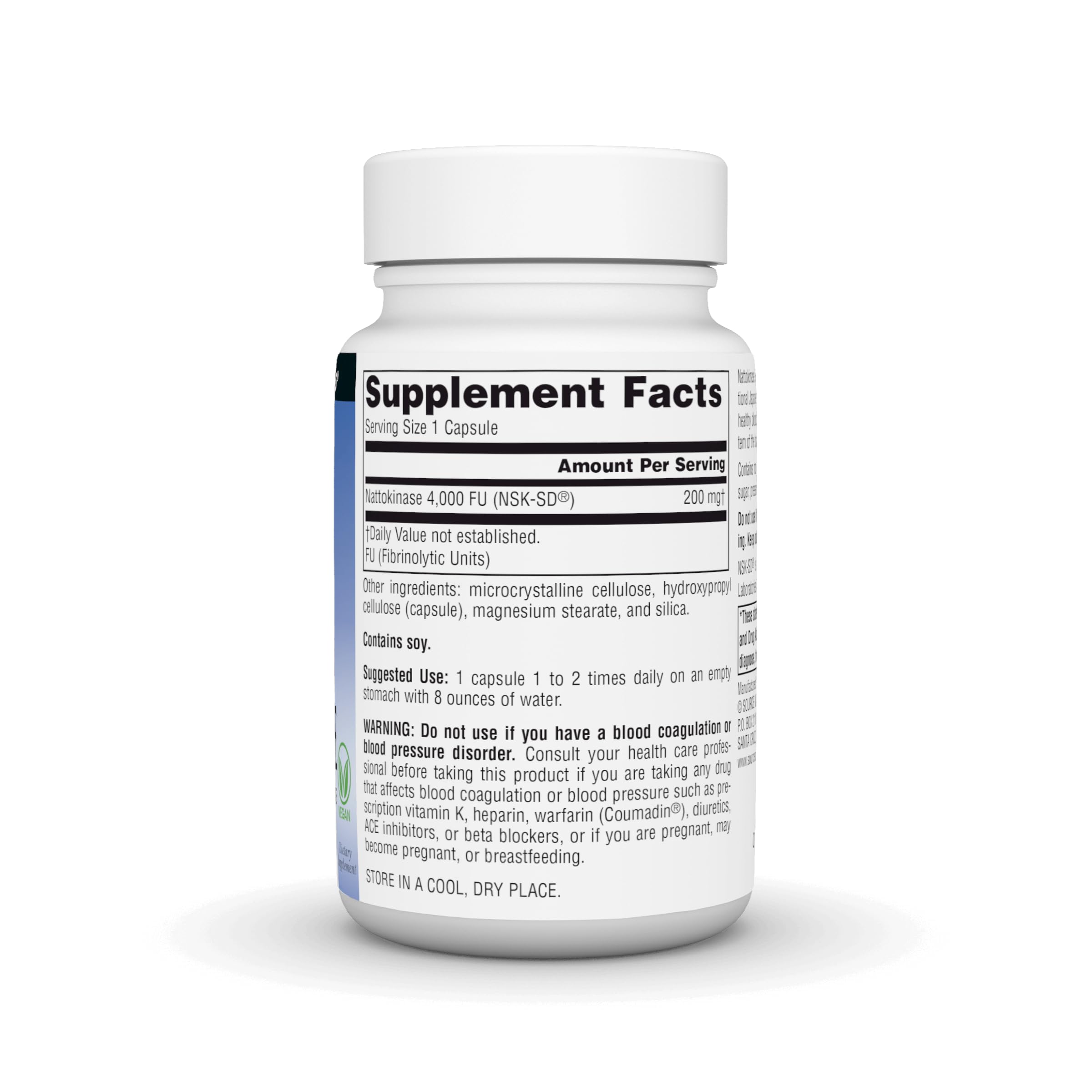 Source Naturals NSK-SD nattokinase capsules close-up for daily use