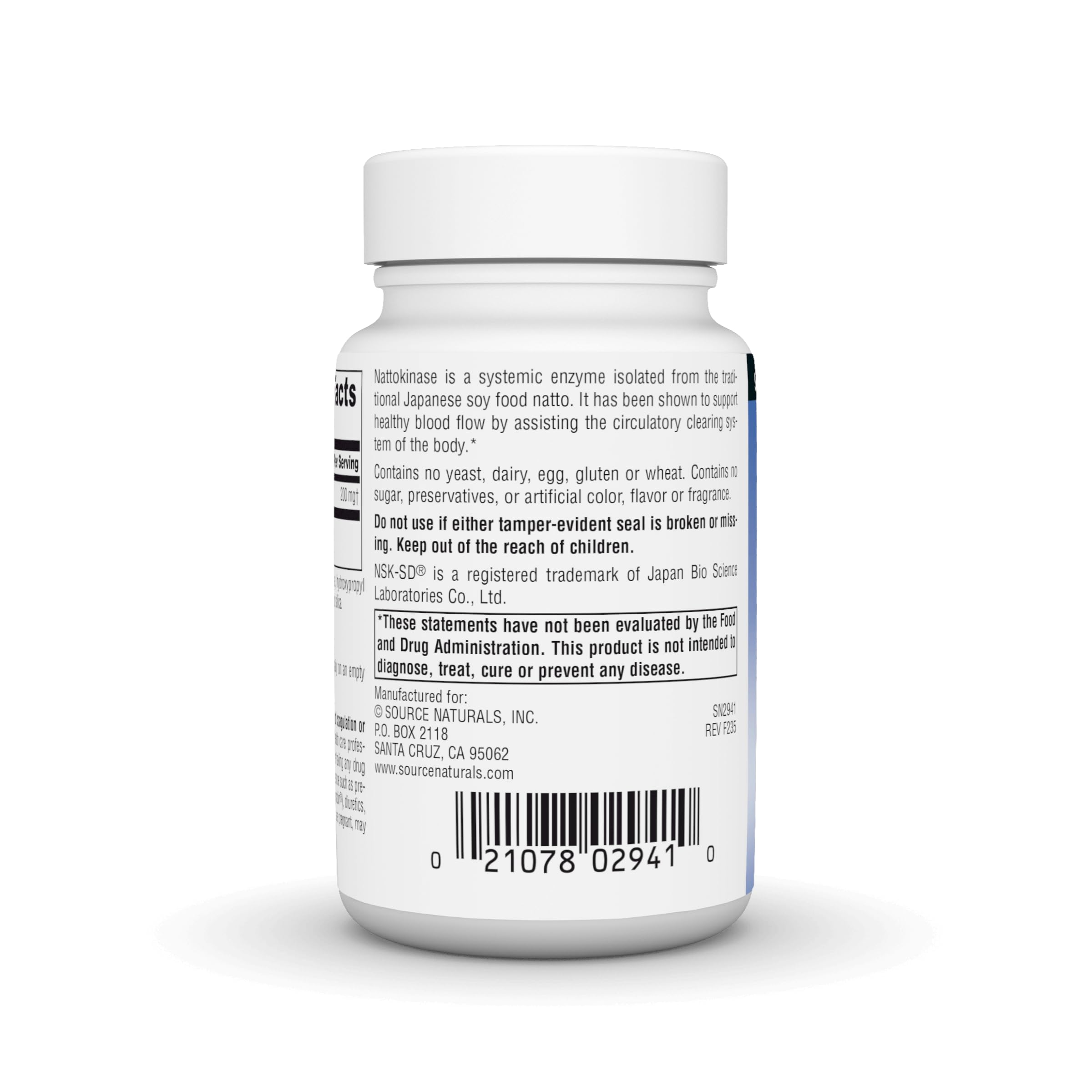 Source Naturals NSK-SD ingredients panel with transparent formulation for informed choices