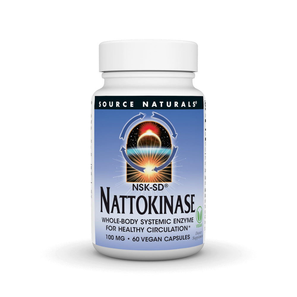 Source Naturals NSK-SD nattokinase bottle front for circulation support.